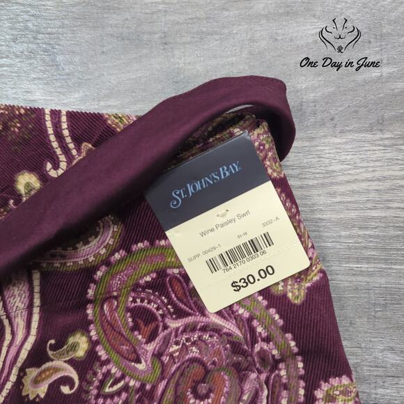 St. John's Bay Petite Wine Paisley Swirl Skirt Size 12P - Picture 2 of 5